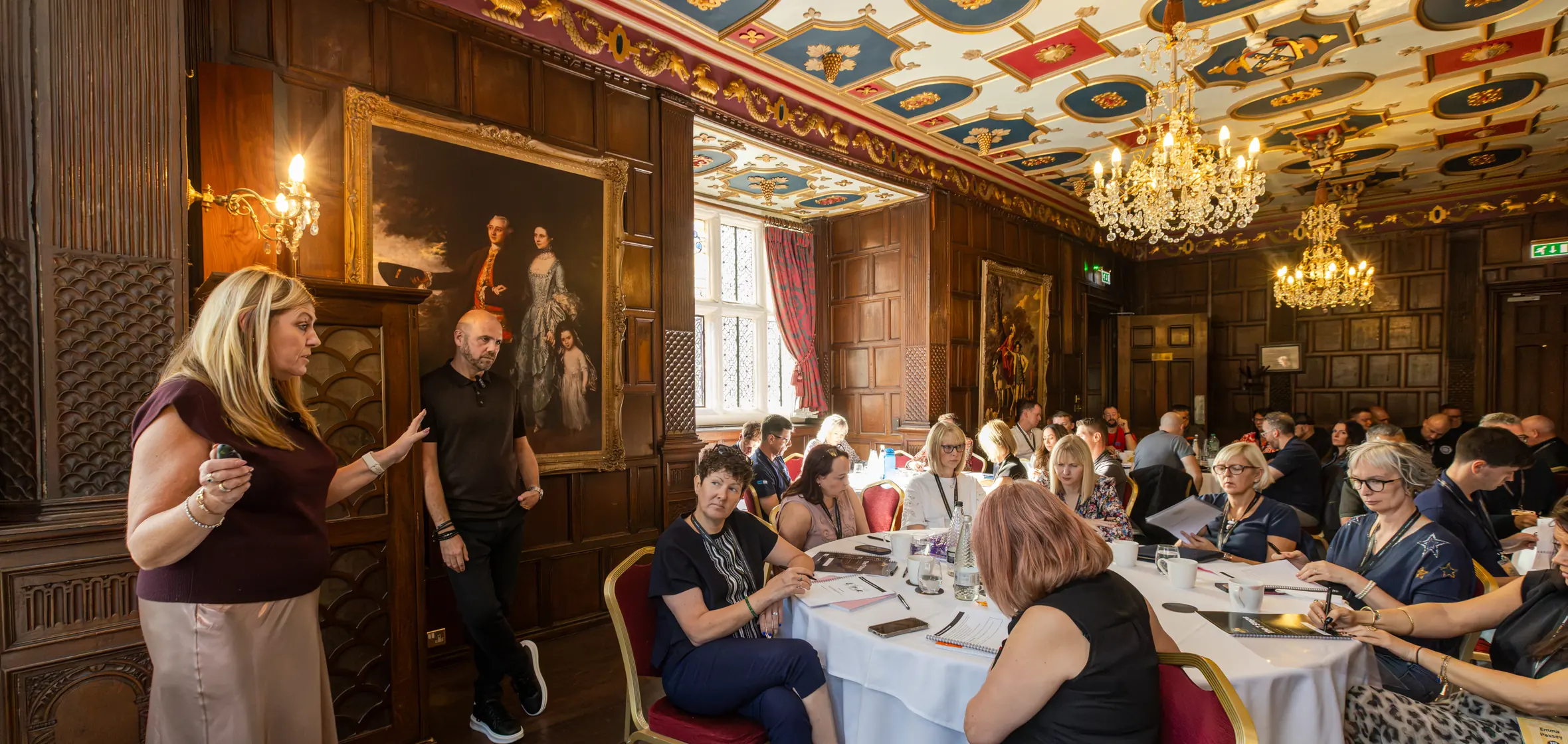 Jacquie and Dave presenting to a full room at the BGA Club Birmingham launch, New Hall